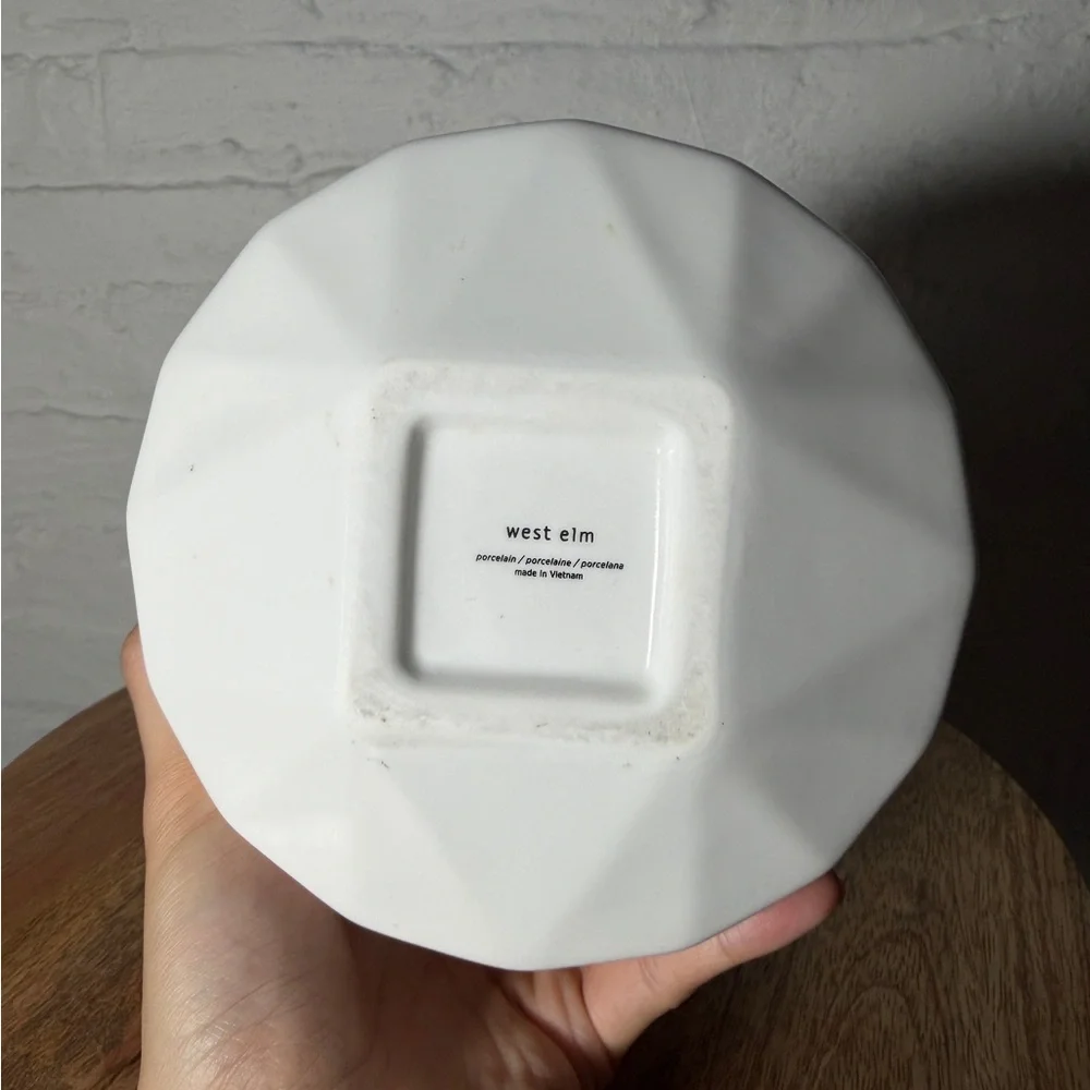 West Elm White Geometric Porcelain Vase